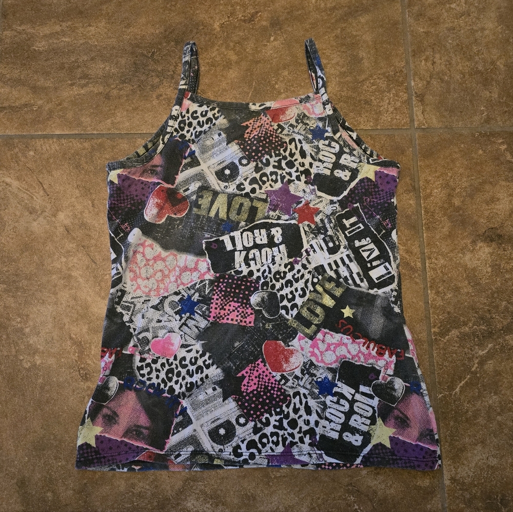 Multicolored Rock & Roll High Neck Tank